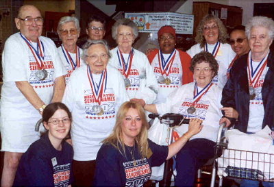 Medal winners in the Carpet Bowling event